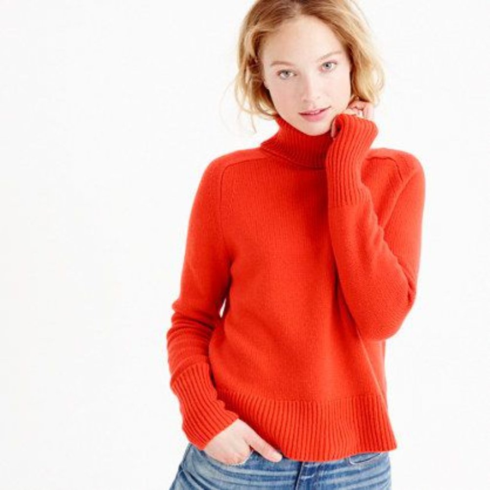 JCREW red wool/ cashmere turtle neck